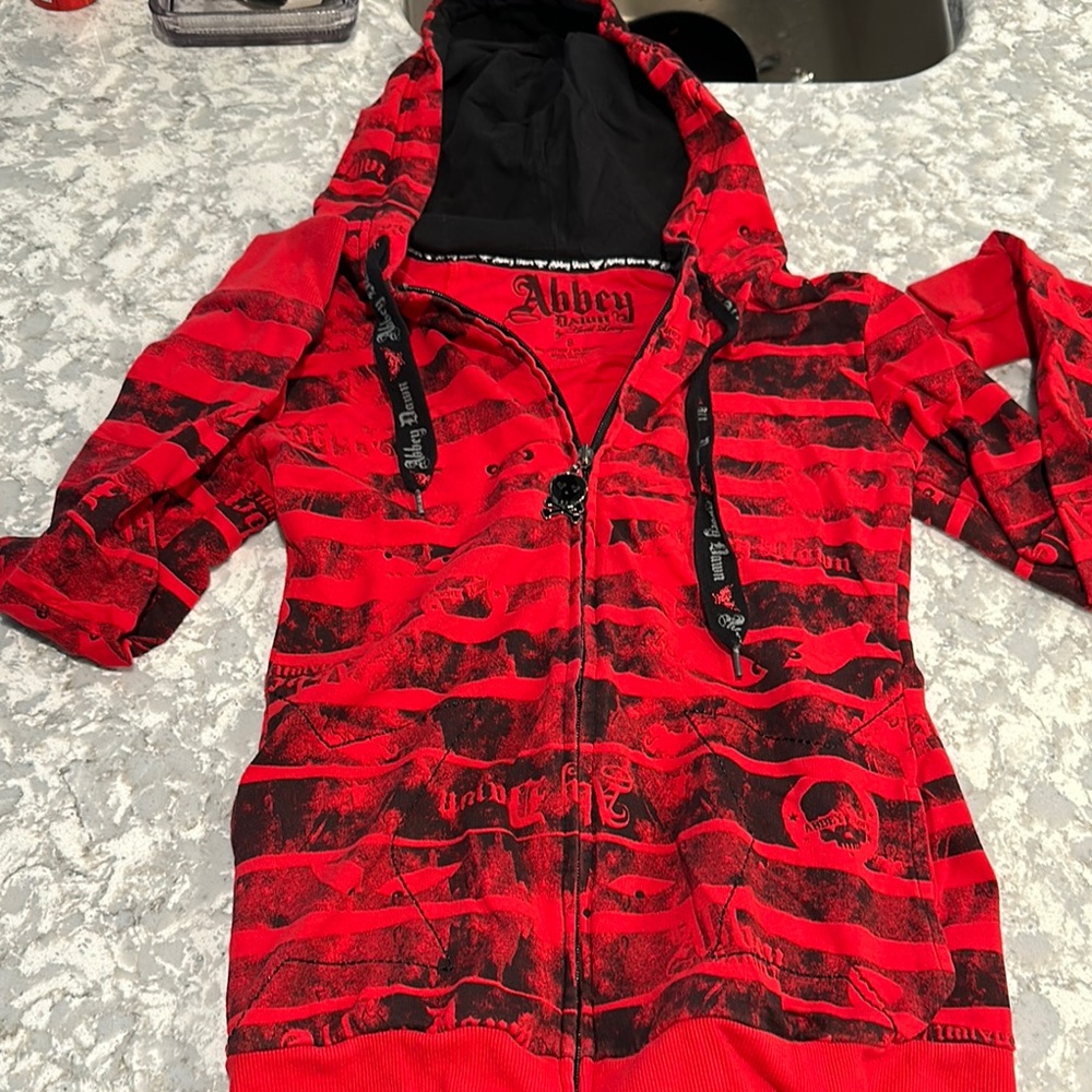 Abbey Dawn Red skater Jacket with Hood